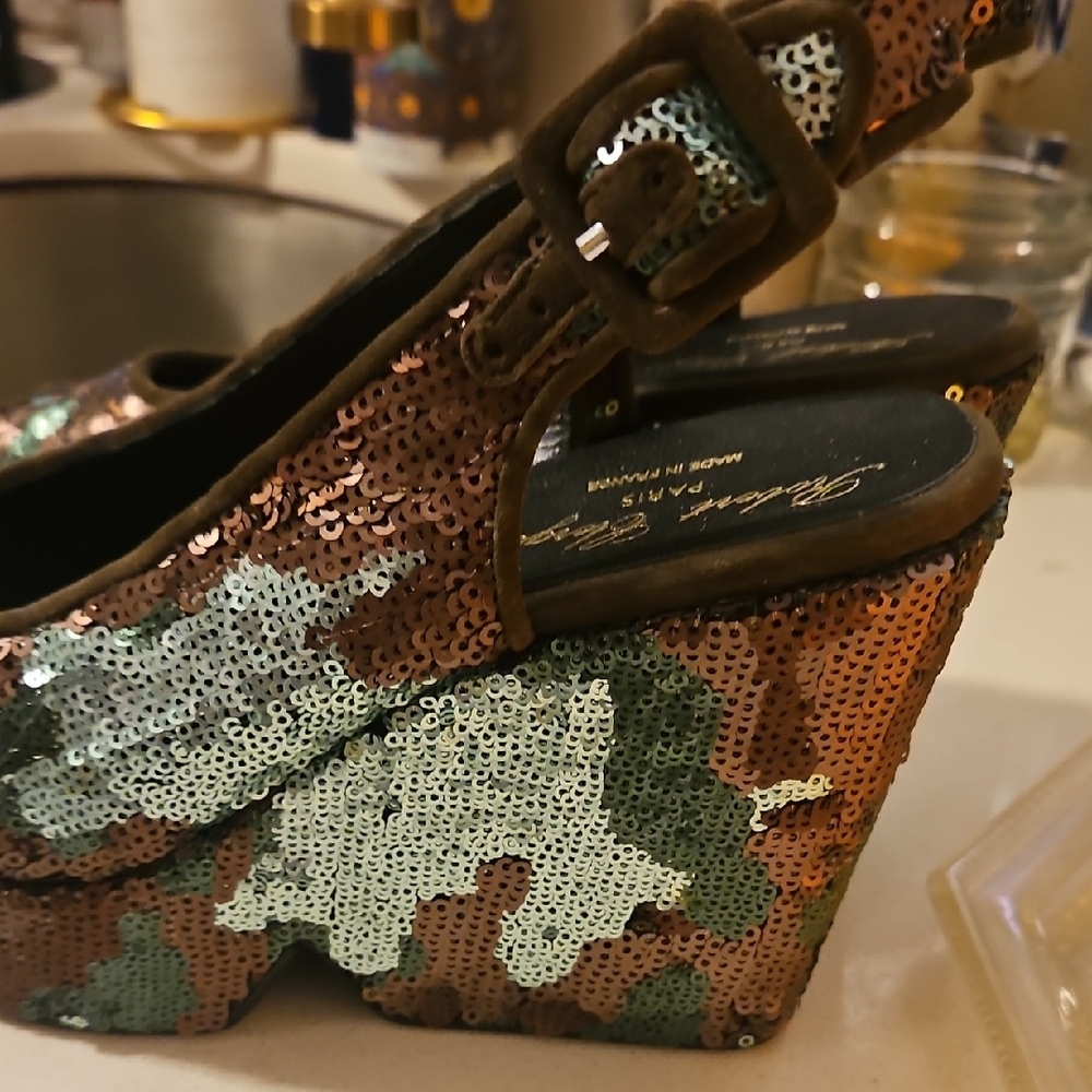 Robert Clergerie Camouflage Sequin Platform Shoes. RARE LIMITED EDITION!!! - Picture 7 of 11